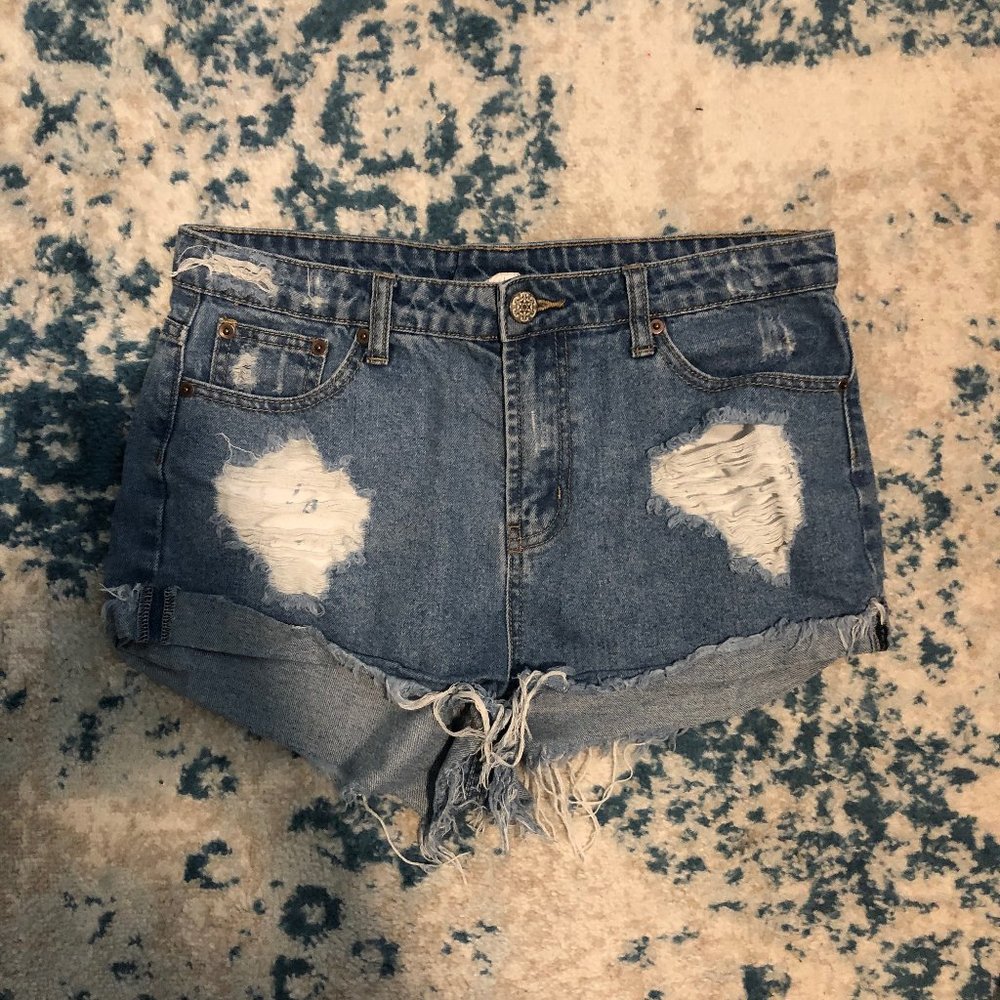 high waisted denim jean shorts